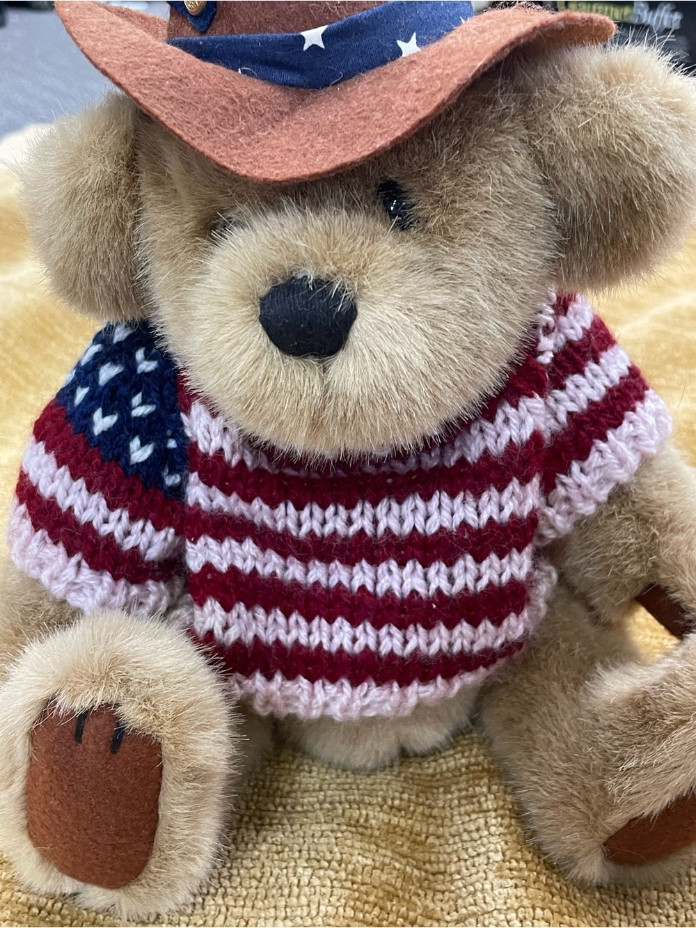 The brass button bear collection,  Cody 12” jointed patriotic bear
